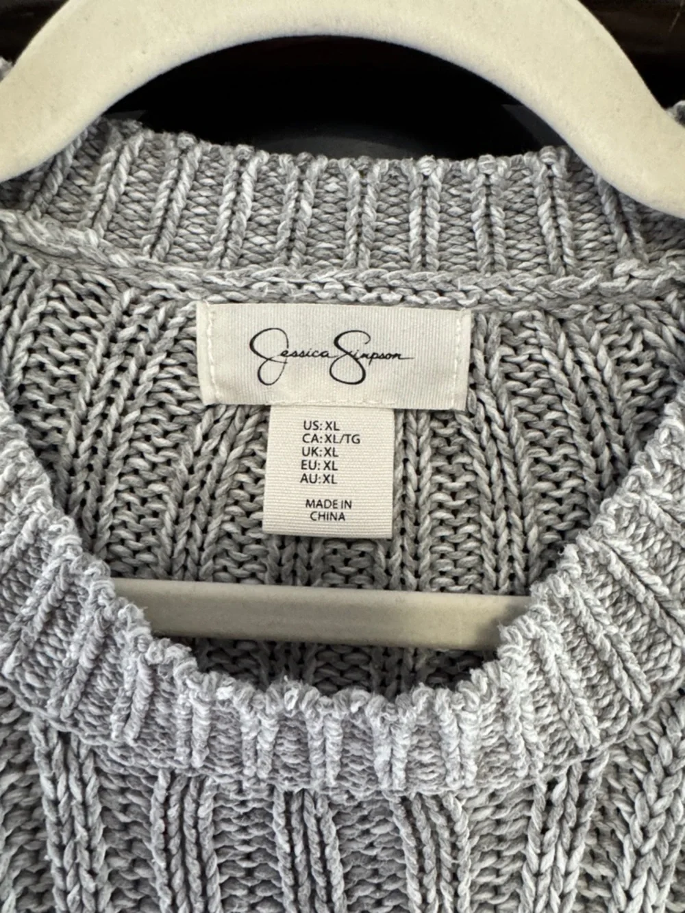 Jessica Simpson Gray Ribbed Crewneck Sweater - Picture 2 of 3